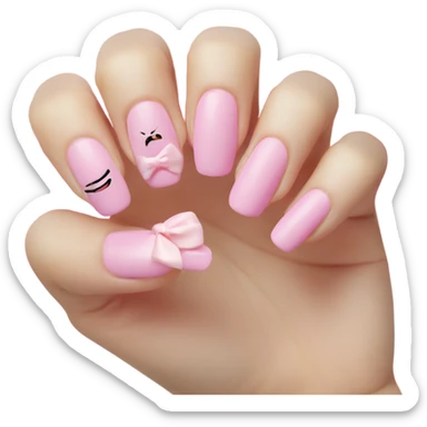 Cute pink bow nails sticker