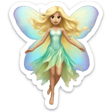 Iridescent fairy flying long hair blonde full body sticker