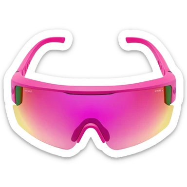 sporty hot pink shield visor sunglasses with maximalist thick frame, athletic design, rugged build, one-piece lens with pink gradient sticker