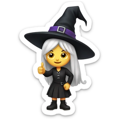 Young witch with white hair and cap, thumbs up   sticker