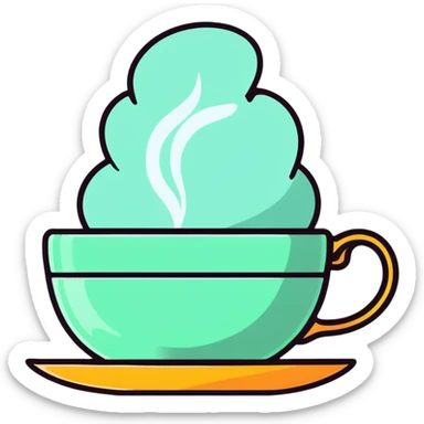 beautiful teacup with hot tea and steam sticker