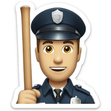 a standing policeman with a baton in his hand sticker