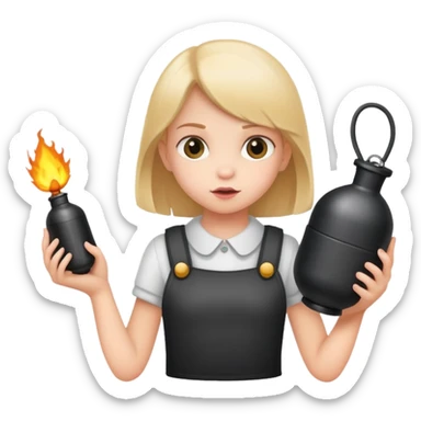 little girl holding a bomb  sticker