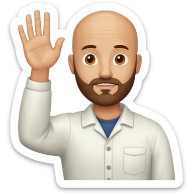 Bald man with beard raising his hand sticker