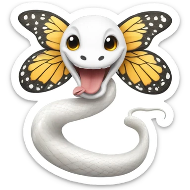 White snake with wings of butterfly in the middle of its body sticker