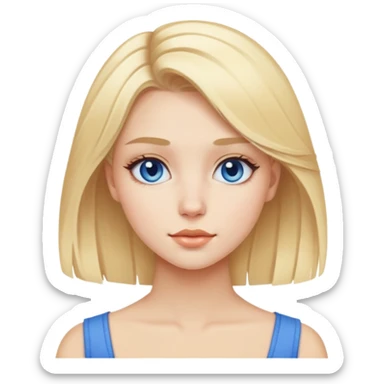 a beautiful and preety girl with blonde hair and blue aesthetics sticker