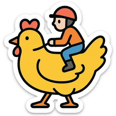 color outline icon of a chicken jockey sticker