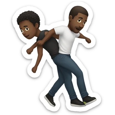 a black man carrying another black man sticker