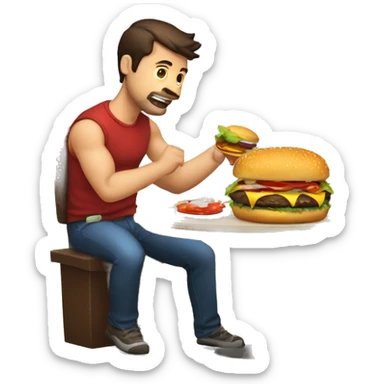 hombre fuerte comiendo hamburguesa123 sticker