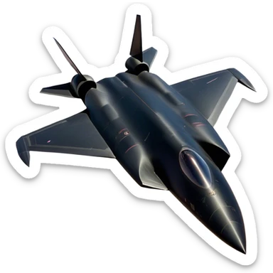 SR-71 Blackbird - Lockheed Martin (Stealth Grey) A sleek, high-speed reconnaissance aircraft with an elongated, needle-like fuselage and a smooth, aerodynamic design. The body is finished in a deep, matte jet-black with subtle panel lines and heat-resistant detailing. Its twin engines are seamlessly integrated into the structure, with sharp, swept-back wings that emphasize speed and stealth. The cockpit canopy is tinted, adding to its mysterious, high-tech aesthetic, while the overall silhouette exudes an aura of unmatched velocity and secrecy. sticker