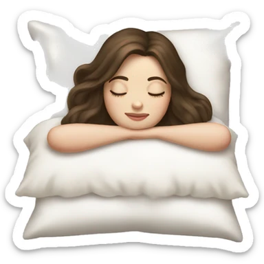 sleeping beauty brunette white girl with a silk pillow sticker