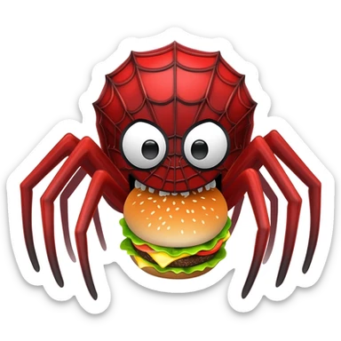 Spider eating burger sticker