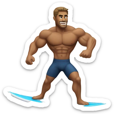 hot muscled man surfing sticker
