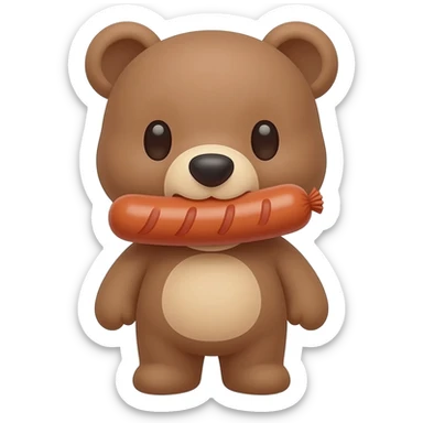 Cute Bear with one sausage in his mouthe sticker