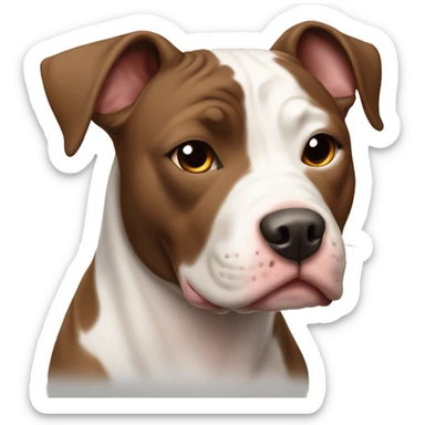 Pit bull dog with brown and white colors  sticker