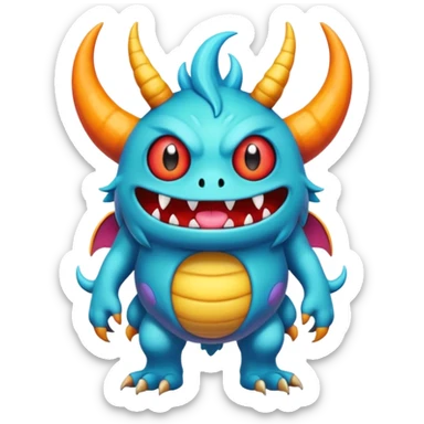 Cartoonic Funny Silly Childish Anime Fakémon-Fantasy-Monster-random-creature (full body) sticker