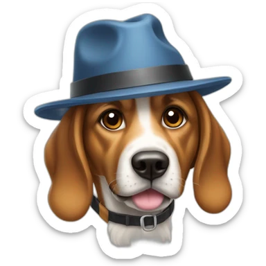 Un chien avec un chapeau sticker