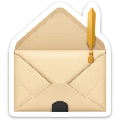A simple emoji-style icon of a white manila envelope with subtle paper texture, clean edges, and a small graduation NUMBER  2022-photo on the front, graduation icon  sticker