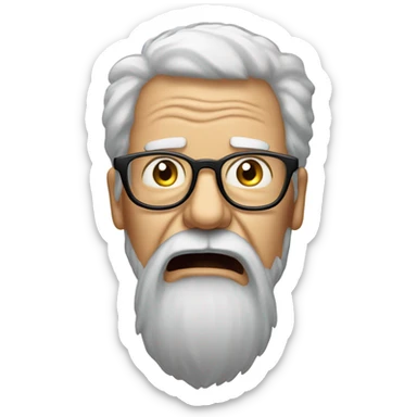 Old man with beard and glasses Screaming into a pillow sticker