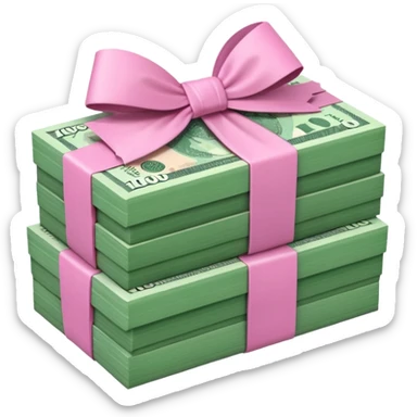 Forest Green Australian $100 long rectangle money notes stacked together and wrapped in a pink bow sticker