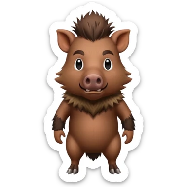 wild boar, punk hair, half body, standing sticker