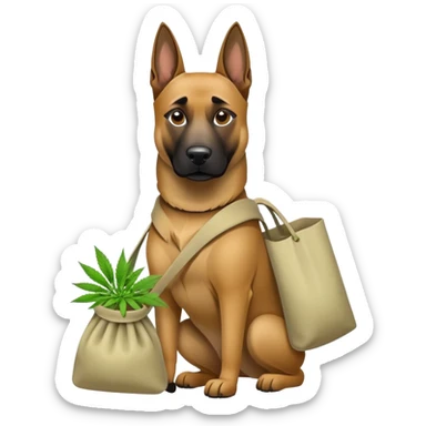 My malinoa dog is carrying my big bag of weed  sticker