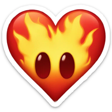 Heart on fire with fireworks exploding a million colours  sticker
