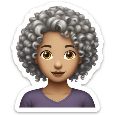 curly girl white skin, with brunnet hair sticker