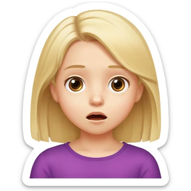 "- Nữ
- 10 tuổi
- Da trắng
- Tóc vàng ngang vai
- Mặt ngạc nhiên
" sticker