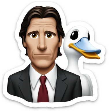 Donald Duck dressed as Patrick Bateman funny American psycho Christian bale sticker