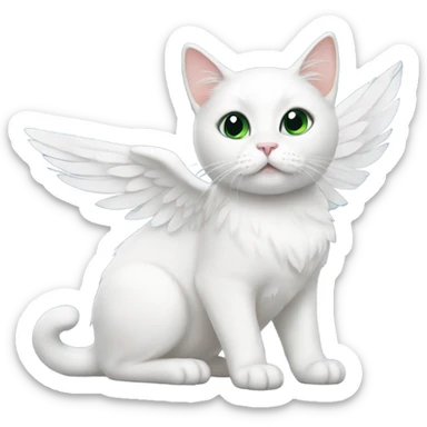 White Cat with wings sticker