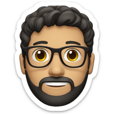 Brunette guy with beard; glasses; black hair sticker