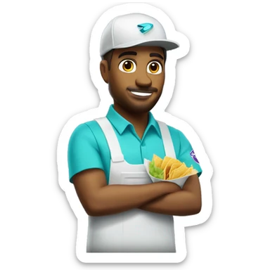 taco bell worker holfing baja blast sticker