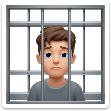 Sad emoji in jail  sticker