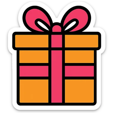 gift box icon, color outline, black outlines, modern icon style sticker