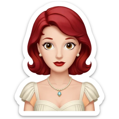 LaVerne Andrews from The Andrews Sisters with dark  red hair, ivory outfit sticker