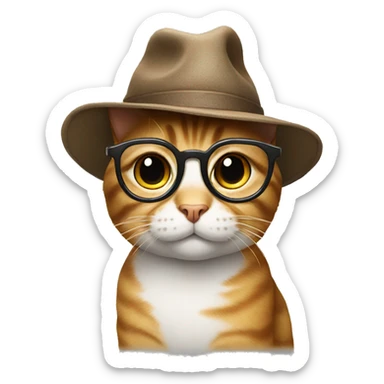 Cat with hat wearing spectacles sticker