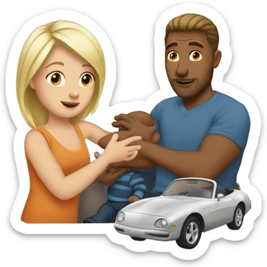 blonde dad plays cars with babyson sticker