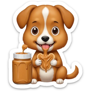 Dog eating peanut butter sticker