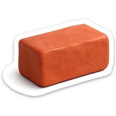 a single clay brick, matte plasticine look, visible fingerprints sticker
