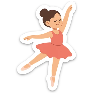 flat toon style girl doing ballet sticker