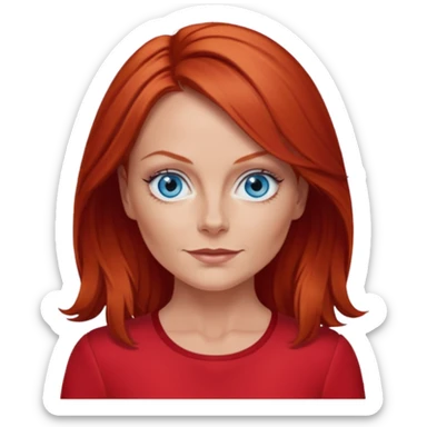 Geri Halliwell blue eyes, red hair, red outfit sticker