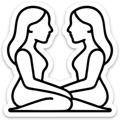 gemini girl, twin motif, mirrored pose, elegant, minimalistic style sticker
