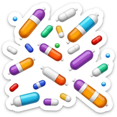 Medicine pills and capsules floating or flying in the air sticker