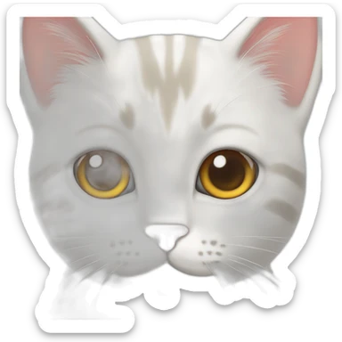 White cat with 2 little stripes on forehead sticker