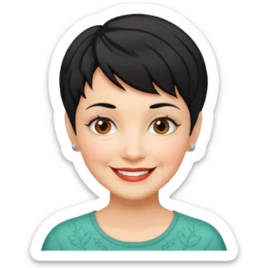 mujer mayor pelo negro pixie cut sticker