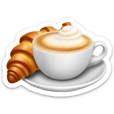 Cup of cappuccino with croissant sticker