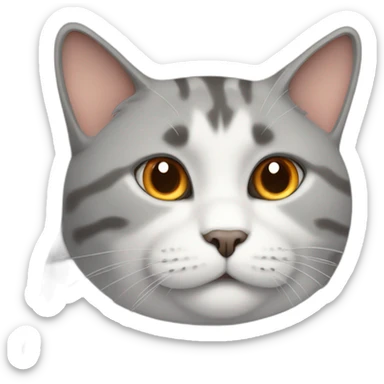 fat cat mostly white and gray with traces of orange sticker