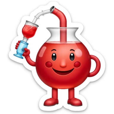 Kool-Aid Man pitcher character with legs and arms holding a bong sticker