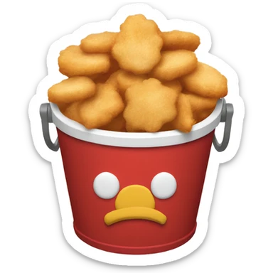 a bucket red and white like popcorn bucket, with chicken nuggets inside sticker